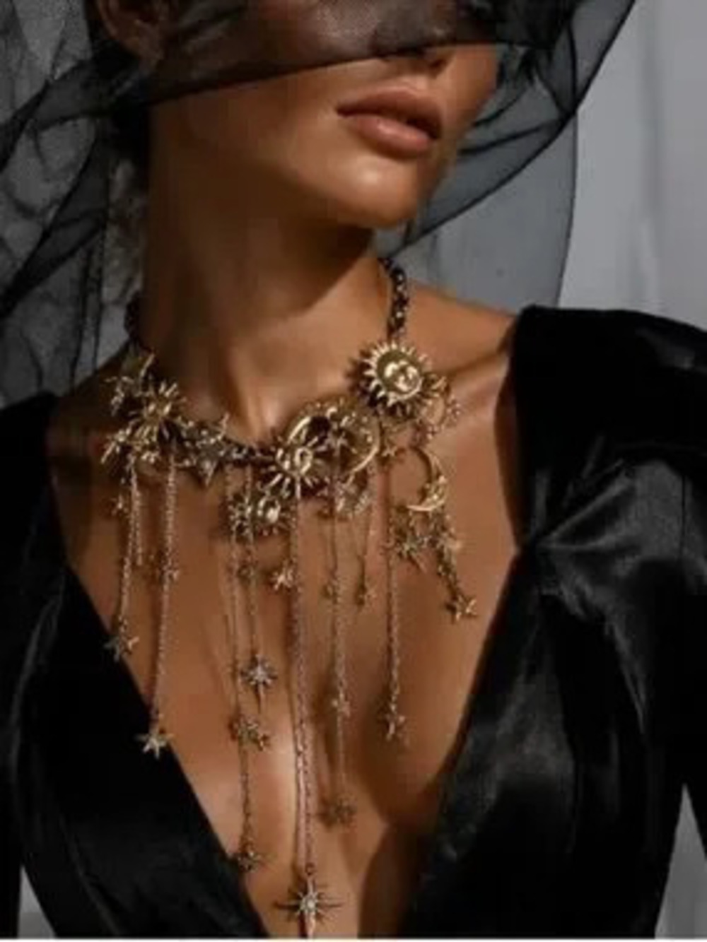 Gold Sun & Star & Moon Necklace - Women Jewelry